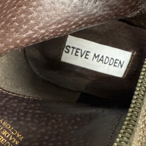 Steve Madden Women's Saarah Leather Stacked Heel Booties Distressed Size 10 NWOB - Picture 5 of 9